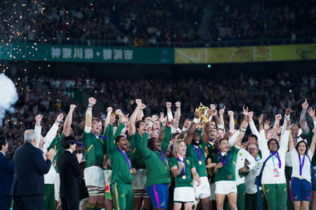 ラグビーワールドカップ2019で3大会ぶり３度目の優勝を飾った南アフリカ (C)スエイシナオヨシ