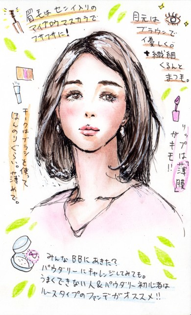 プチプラ 美人見え するブラウンメイク のポイントをイラストで